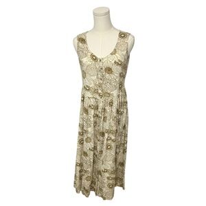 Kate Quinn Midi Cream Women’s Dress Bamboo Floral Size Medium Prairie